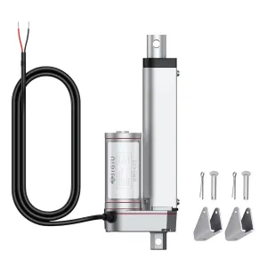 JiGiU 12V Actuator Heavy Duty 160lbs/750N Linear Actuator 100mm 4" Linear Motion Actuators with Mounting Brackets & IP65 Protection for Car RV Electric Door Industrial Machinery Vessels Window-Silver