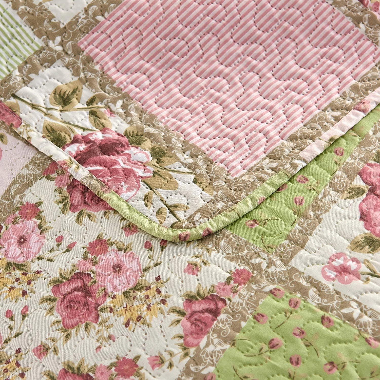 JML Quilt Set, 3 Pieces Bedspread Coverlet Cover - Soft Brushed Microfiber, Lightweight Printed Bedspread Set (Garden Pattern, King 92"x104")