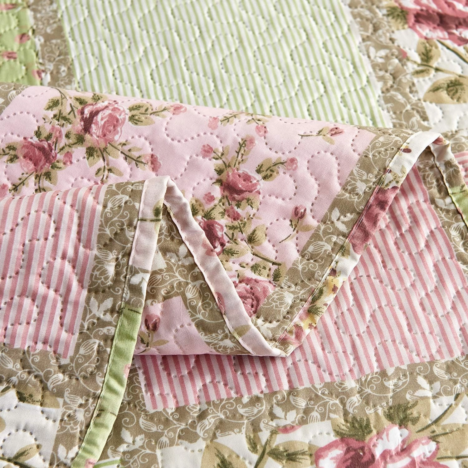 JML Quilt Set, 3 Pieces Bedspread Coverlet Cover - Soft Brushed Microfiber, Lightweight Printed Bedspread Set (Garden Pattern, King 92"x104")
