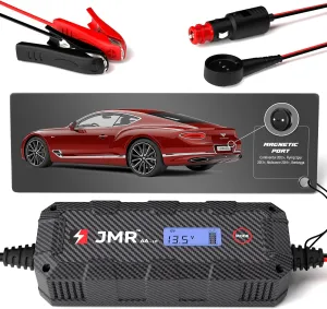 JMR Battery Charger for Bentley Continental GT Bentayga Flying Spur Mulsanne Trickle Charger Conditioner Maintainer (Magnetic Port, Add Lithium Mode)