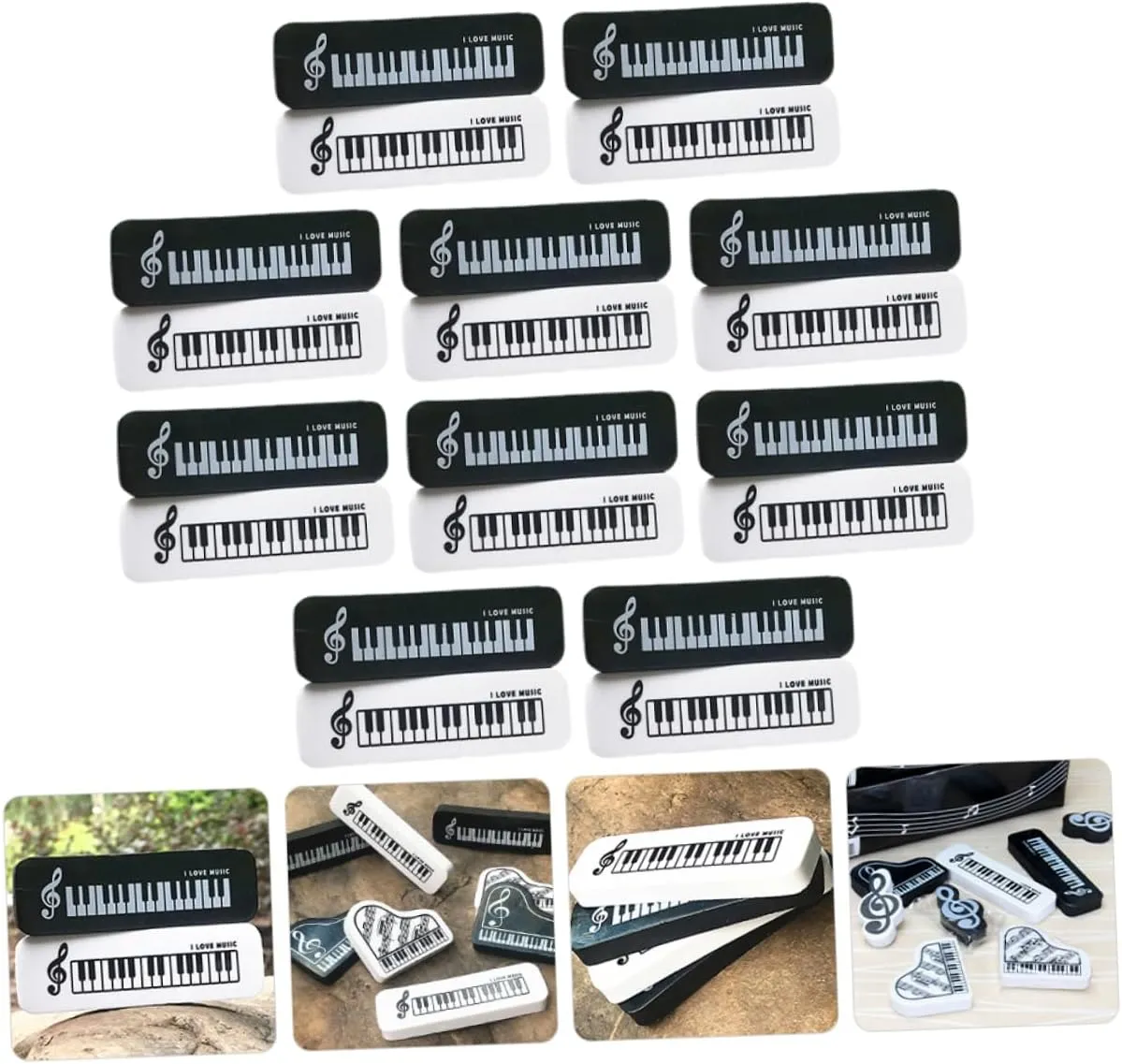 jojofuny 20 pcs Piano Shaped Erasers Cute Decorative Small Erasers for Homework Portable and Lightweight Classroom Rewards and Fun Party Favors