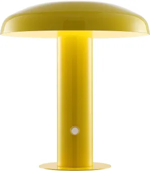JONATHAN Y JYL7114C Suillius 11" Contemporary Bohemian Rechargeable/Cordless Portable Iron Integrated LED Mushroom Table Lamp Modern, Coastal Bedside Desk Nightstand Lamp, Yellow
