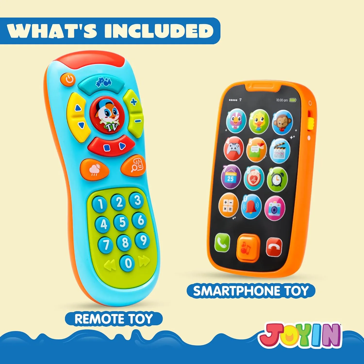 JOYIN Baby Learning Phone and Remote Toy for Toddler, Fun Smartphone Toys with Music for Infants, Boys or Girls, Holiday Stocking Stuffers, Kids Birthday Gift, Easter Basket Stuffers