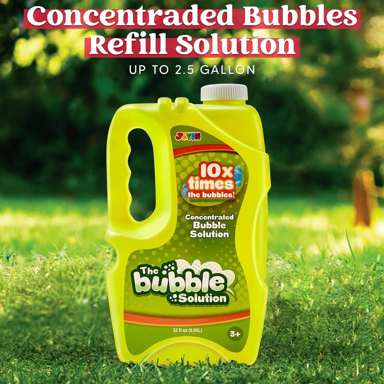 JOYIN 32 oz Bubble Solution Refills (Close to 1L/ 2.5 Gallon), Concentrated Solution for Bubble Machine, Wands, Blower, Easter (Yellow)