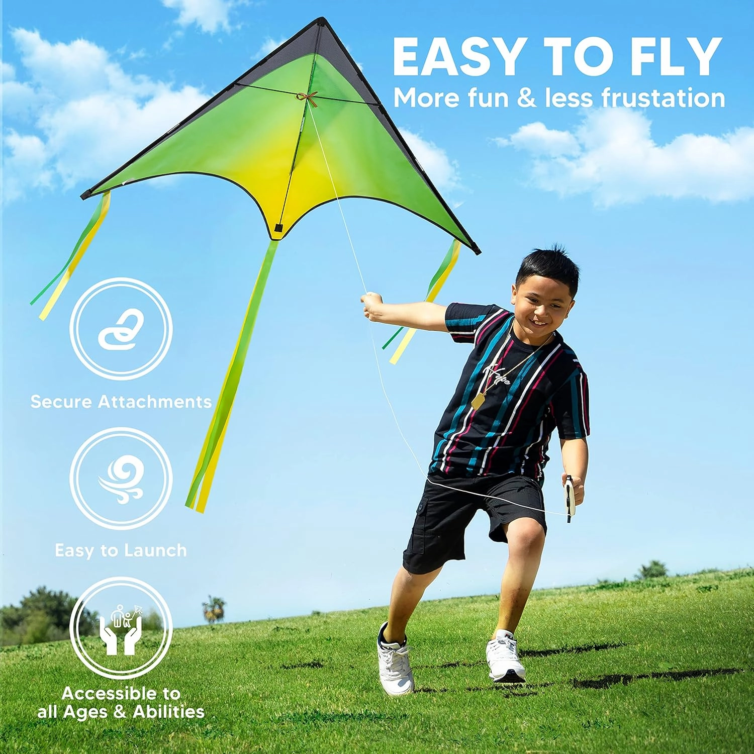 JOYIN Large Delta Kite Red, Green and Purple, Easy to Fly Huge for Kids and Adults with 262.5ft String, Large Delta Beach Kite for Outdoor Games and Activities