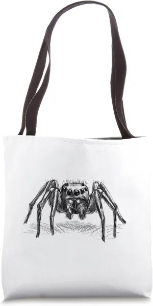 Jumping spider, jumping spider, as a drawing in black Tote Bag