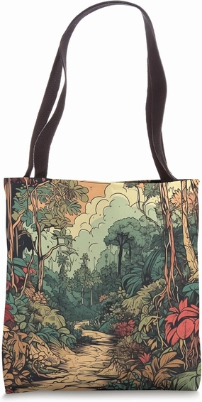 Jungle Pathway Vintage Landscape Graphic Tote Bag