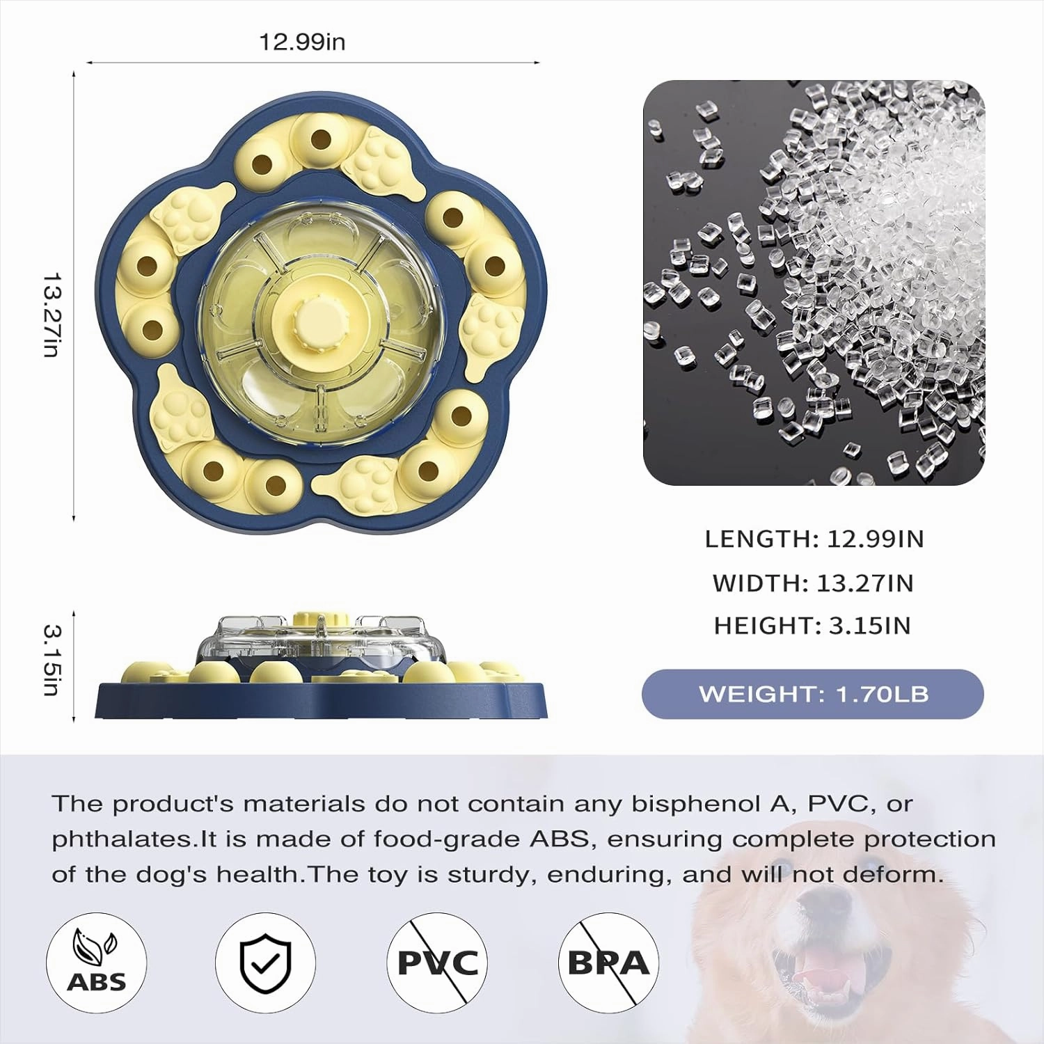 KADTC Dog Spinning Puzzle Toys Puppy Mental Games Level 3 in 1 Food Dispenser Slow Feeder Treat Puzzles Bowl Brain Stimulation Interactive Keep Them Busy Boredom Buster for Small/Medium/Large Dogs