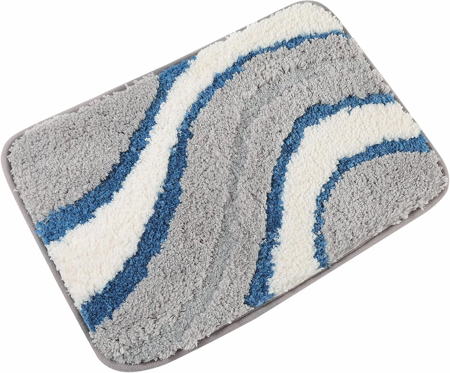 KAMA BRIDAL Microfiber Bath Mat Non-Slip Bathroom Floor Rugs Fast Water Absorbent Shower Mat Ultra Soft Bath Rug Anti-Slip Backing Machine Wash Grey 12x18