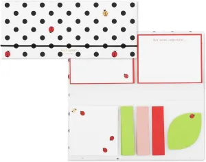 Kate Spade New York Padfolio with 7 Sticky Note Pads, Studying Essentials Set Includes Cute Sticky Notes with 75 Sheets Per Notepad (Ladybug Dot)