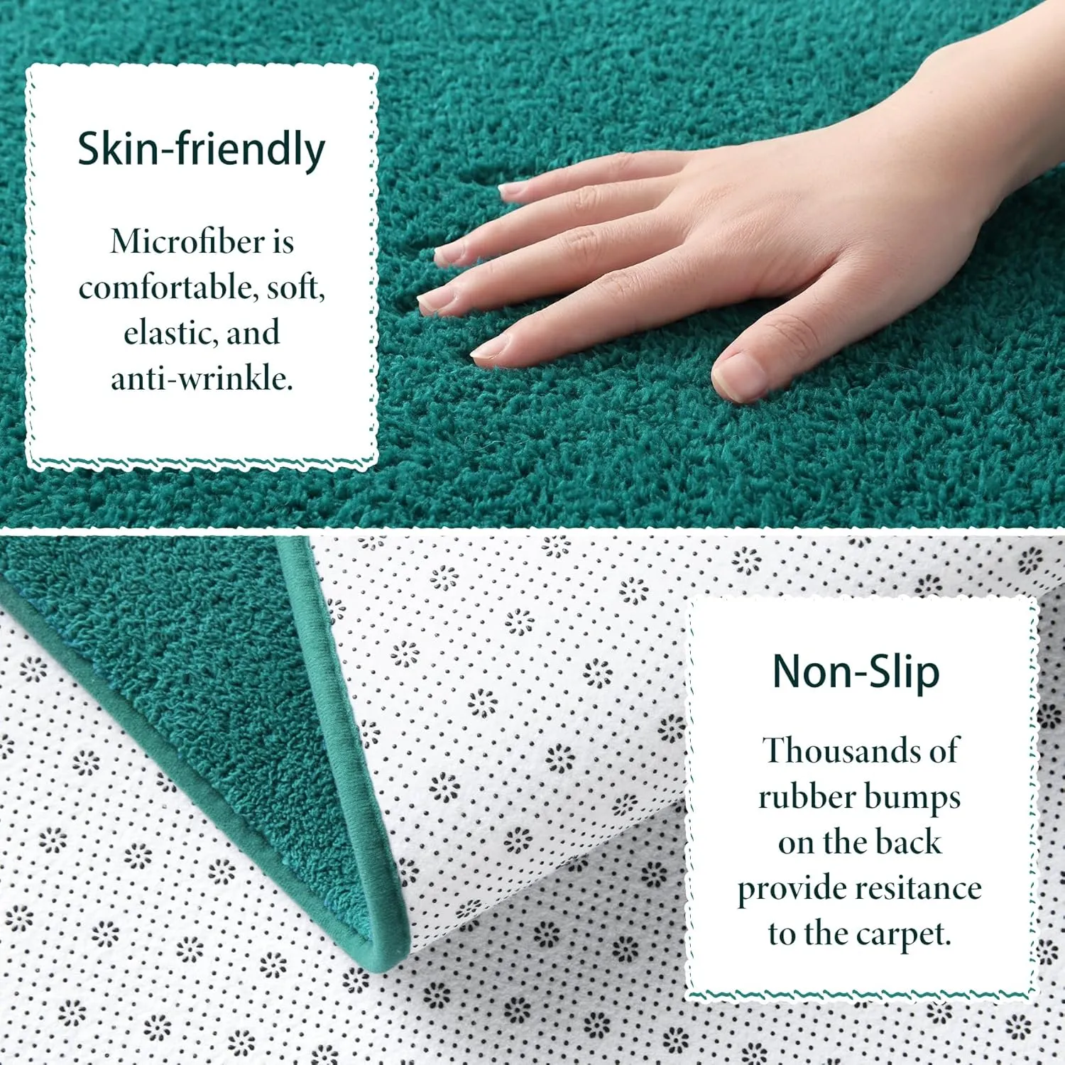 Keeko 4x6 Area Rugs for Bedroom, Soft Modern Living Room Rug Indoor Non Slip Low Pile Washable Rug Fluffy Fuzzy Memory Foam Carpets Throw Rugs for Kids Nursery Classroom Dorm Room Decor Teal