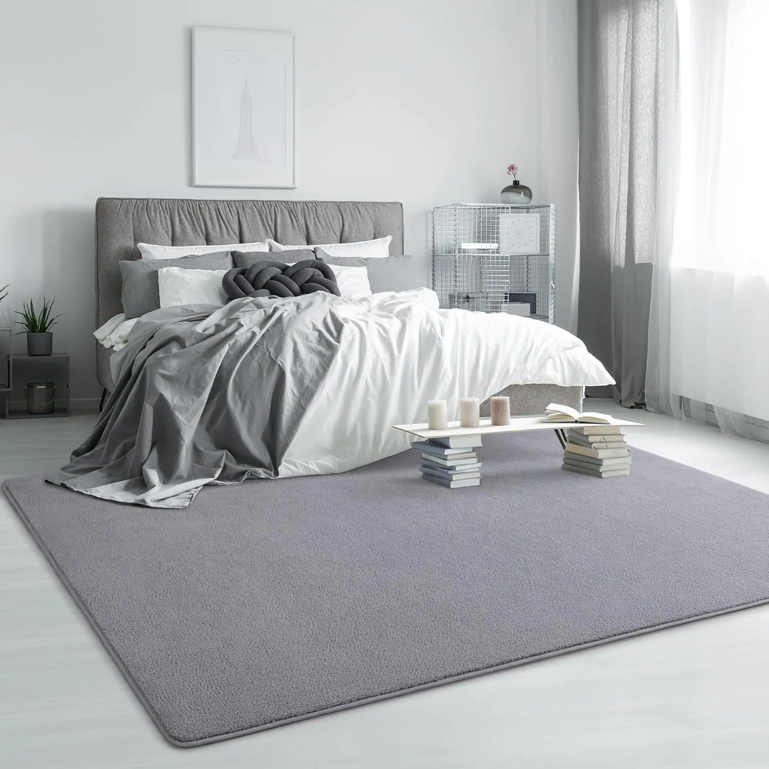Keeko 4x6 Grey Area Rugs for Bedroom, Soft Modern Living Room Rug Indoor Non Slip Low Pile Washable Rug Fluffy Fuzzy Memory Foam Carpets Throw Rugs for Kids Nursery Classroom Dorm Room Decor