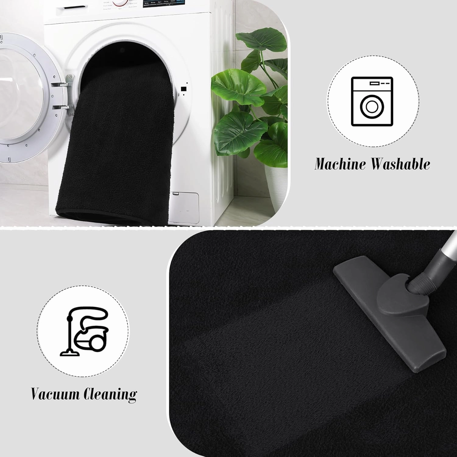 Keeko 4x6 Black Area Rugs for Bedroom, Soft Modern Living Room Rug Indoor Non Slip Low Pile Washable Rug Fluffy Fuzzy Memory Foam Carpets Throw Rugs for Kids Nursery Classroom Dorm Room Decor
