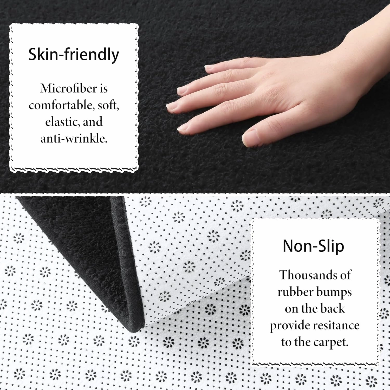 Keeko 4x6 Black Area Rugs for Bedroom, Soft Modern Living Room Rug Indoor Non Slip Low Pile Washable Rug Fluffy Fuzzy Memory Foam Carpets Throw Rugs for Kids Nursery Classroom Dorm Room Decor