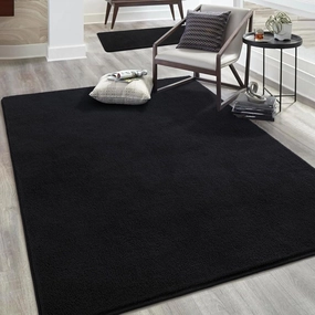 Keeko 4x6 Black Area Rugs for Bedroom, Soft Modern Living Room Rug Indoor Non Slip Low Pile Washable Rug Fluffy Fuzzy Memory Foam Carpets Throw Rugs for Kids Nursery Classroom Dorm Room Decor