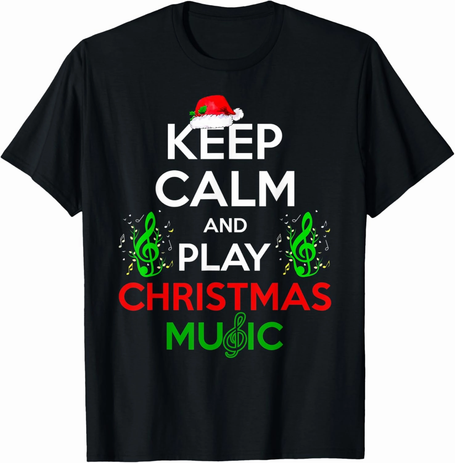 Keep Calm Play Christmas Music Pyjama Pjs Red Plaid T-Shirt