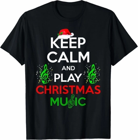 Keep Calm Play Christmas Music Pyjama Pjs Red Plaid T-Shirt