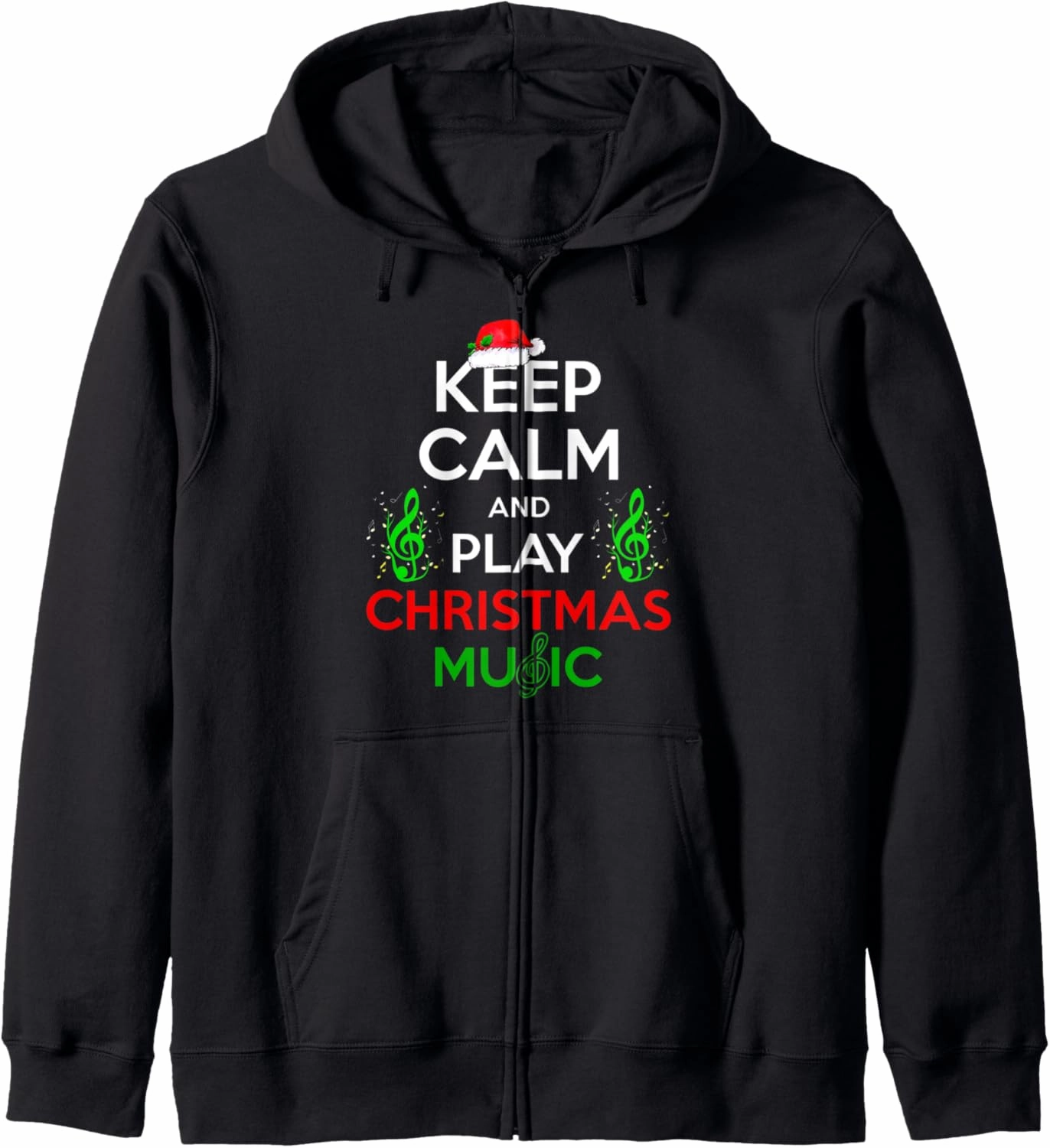 Keep Calm Play Christmas Music Pyjama Pjs Red Plaid Zip Hoodie