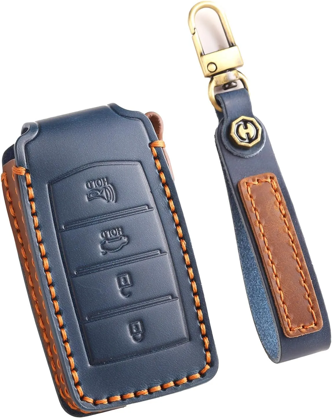 Key Fob Cover Fit for Genesis G70 G80 G90 2017-2020 Keyless Full Cover Smart Key Case with Keychain 4 Button