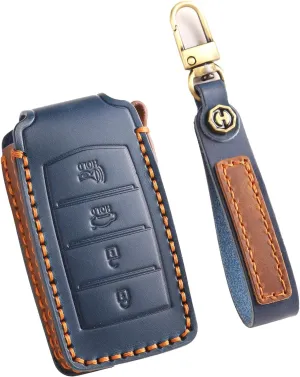 Key Fob Cover Fit for Genesis G70 G80 G90 2017-2020 Keyless Full Cover Smart Key Case with Keychain 4 Button