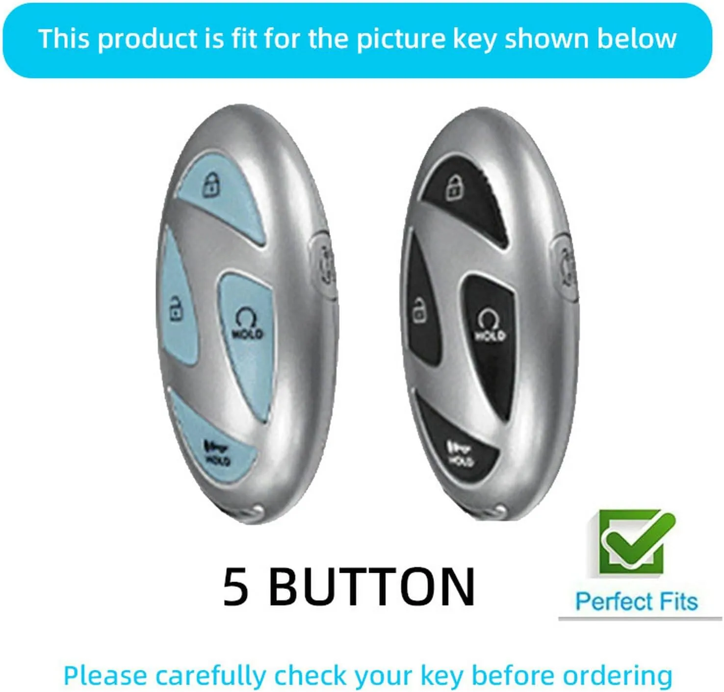 Key Fob Cover fit for Hyundai Kona Ioniq 6 Sonata Santa Fe Elantra 2024 2023 TPU Key Case Shell Keychain 5 Buttons