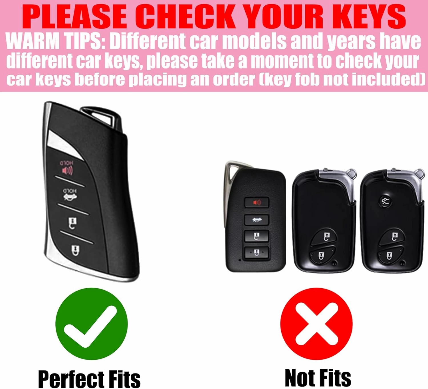 Key Fob Cover with Diamond Keychain Car Key Holder Case Compatible with Lexus ES350 ES300h UX200 LS500 LS500H LC500 LC500h Smart Remote Key Protector for Women, 4 Buttons (White-Heart)