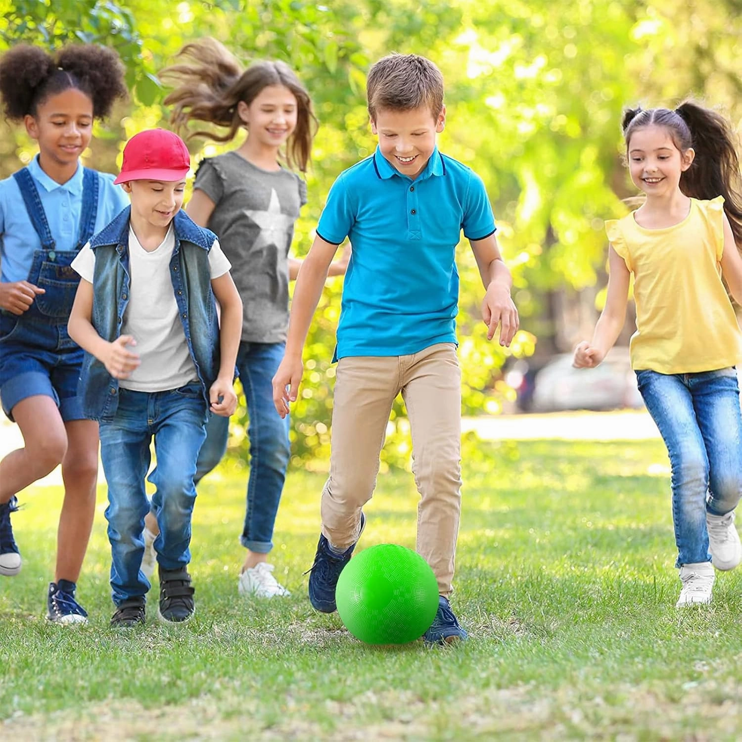 Kickball Set with Bases and Ball - 8.5" Kickball, Rubber Throw Down Bases, Sports Traning Cones, 12" Pump and 14" Scoreboard - Perfect for Kids and Adults - Playground and Backyard Game