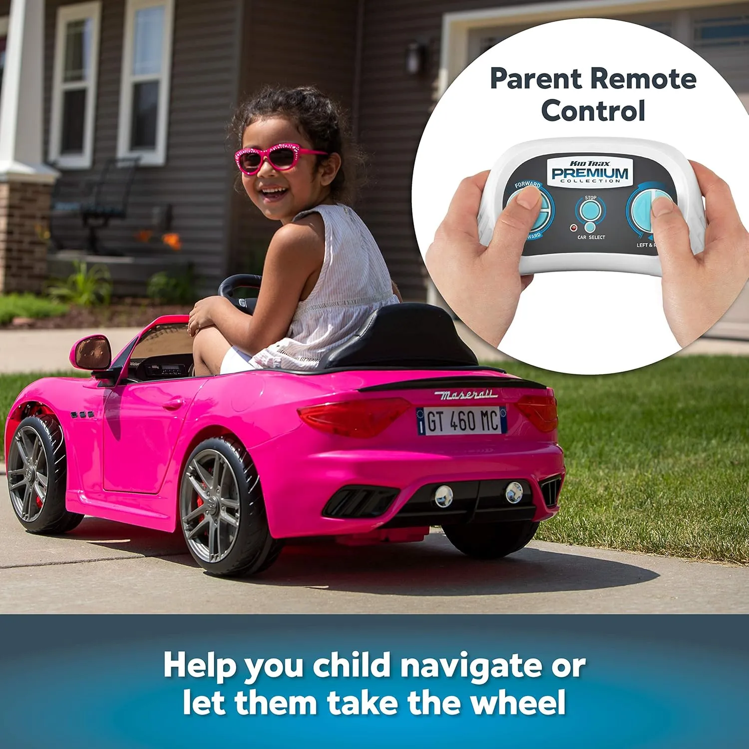 Kid Trax Electric Kids Luxury Maserati Convertible Car Ride-On Toy, 6 Volt Battery, Remote Control, Ages 3-5 Years, Bright Red