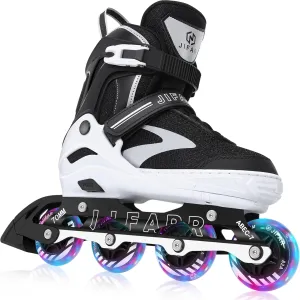 Kids Adjustable Flashing Inline Skates for Boys Girls and Adults with Full Light Up Wheels, Outdoor Roller Skates for Kids Beginner Ages 6-8-12-14, Men and Women