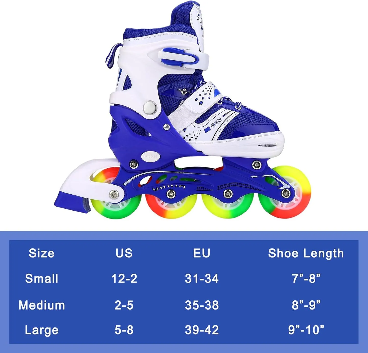 Kids Adjustable Flashing Inline Skates for Boys Girls and Adults with Full Light Up Wheels, Outdoor Roller Skates for Kids Beginner Ages 6-8-12-14, Men and Women