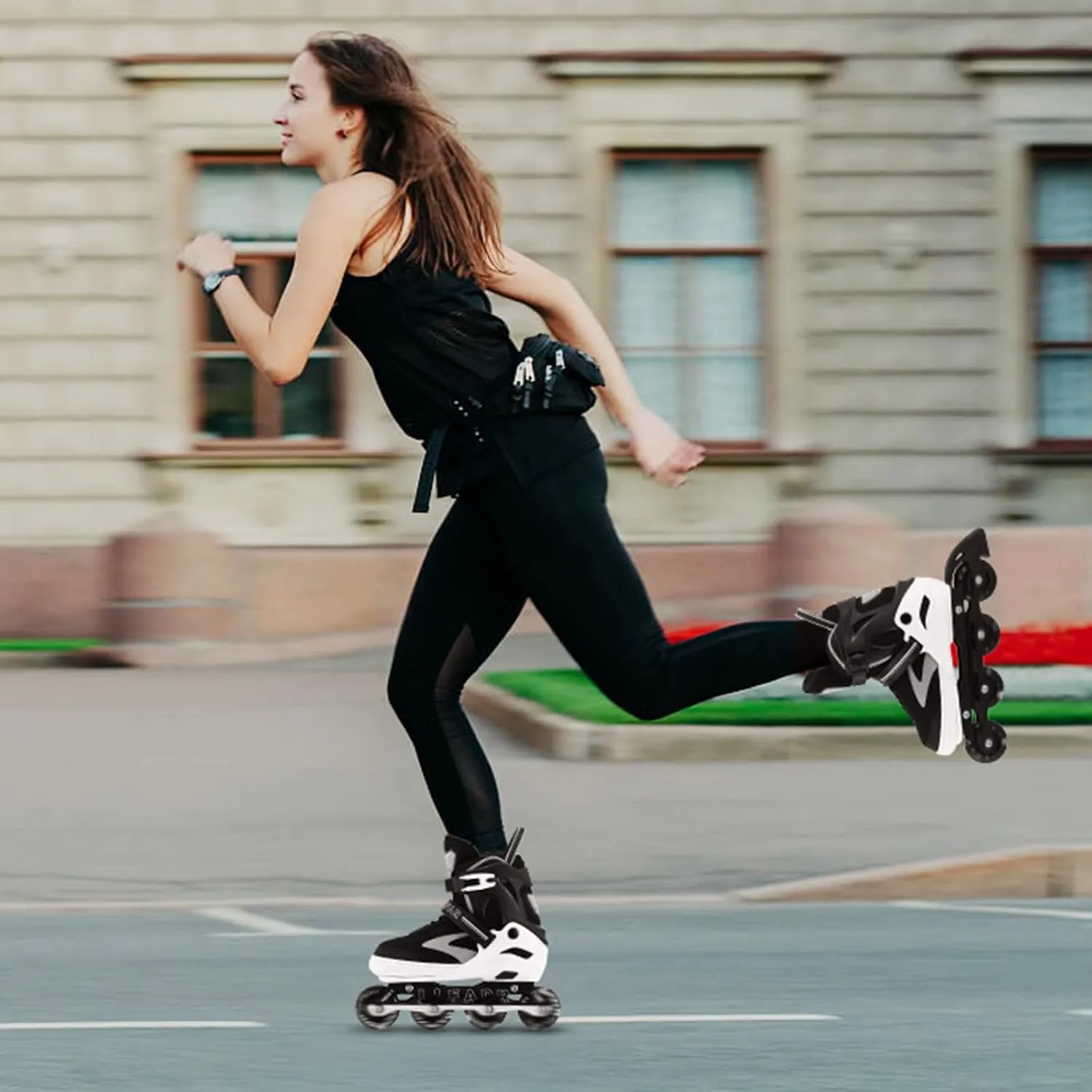 Kids Adjustable Flashing Inline Skates for Boys Girls and Adults with Full Light Up Wheels, Outdoor Roller Skates for Kids Beginner Ages 6-8-12-14, Men and Women