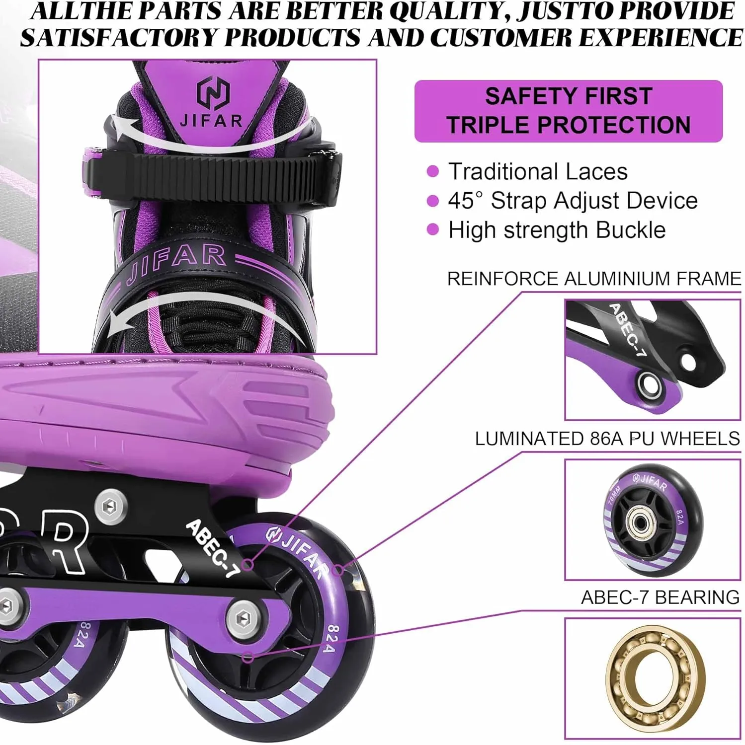 Kids Adjustable Flashing Inline Skates for Boys Girls and Adults with Full Light Up Wheels, Outdoor Roller Skates for Kids Beginner Ages 6-8-12-14, Men and Women