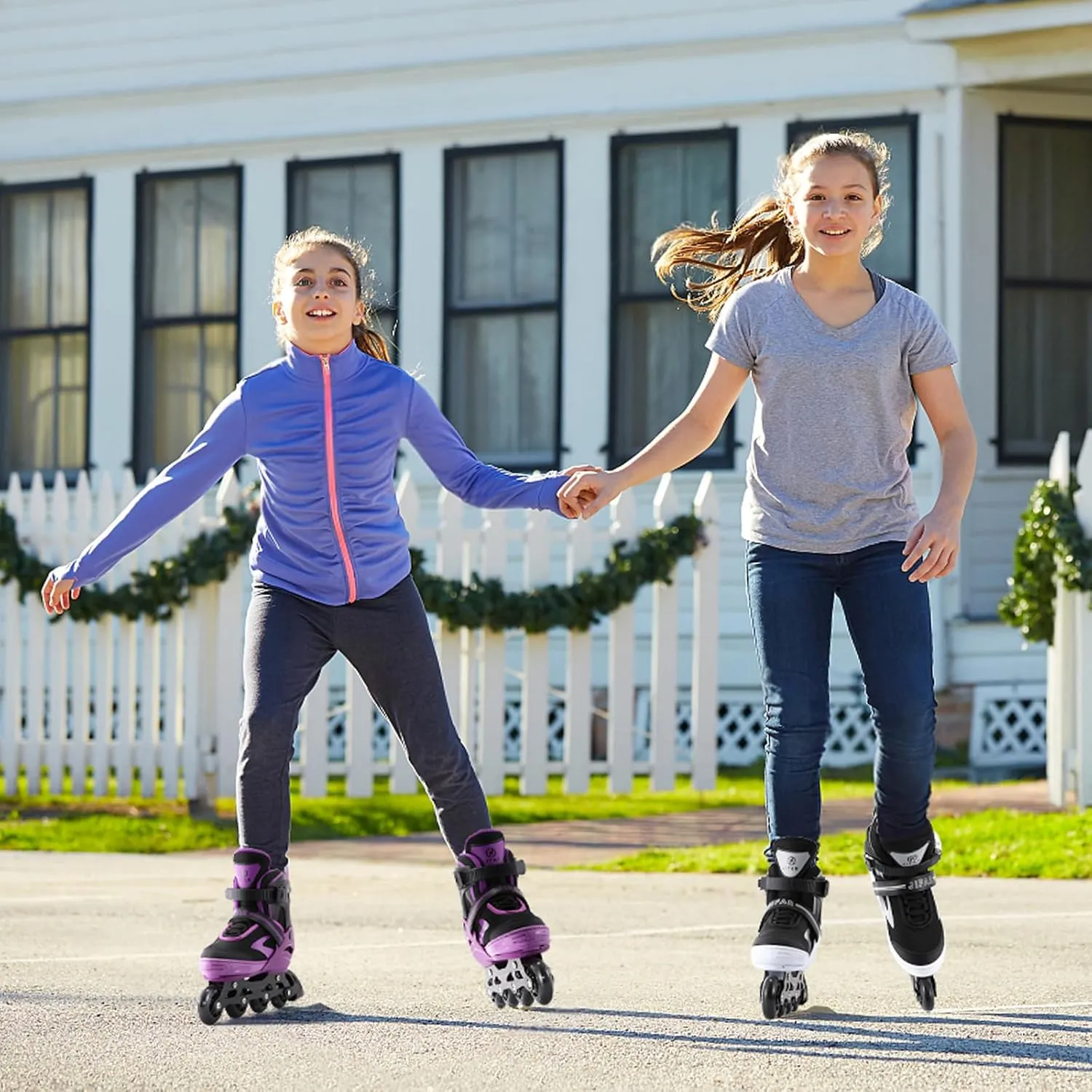 Kids Adjustable Flashing Inline Skates for Boys Girls and Adults with Full Light Up Wheels, Outdoor Roller Skates for Kids Beginner Ages 6-8-12-14, Men and Women