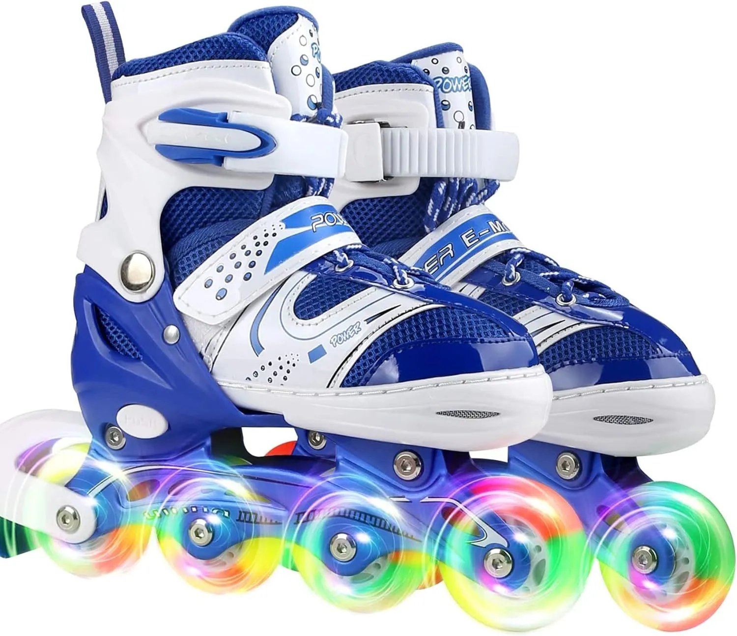 Kids Adjustable Flashing Inline Skates for Boys Girls and Adults with Full Light Up Wheels, Outdoor Roller Skates for Kids Beginner Ages 6-8-12-14, Men and Women