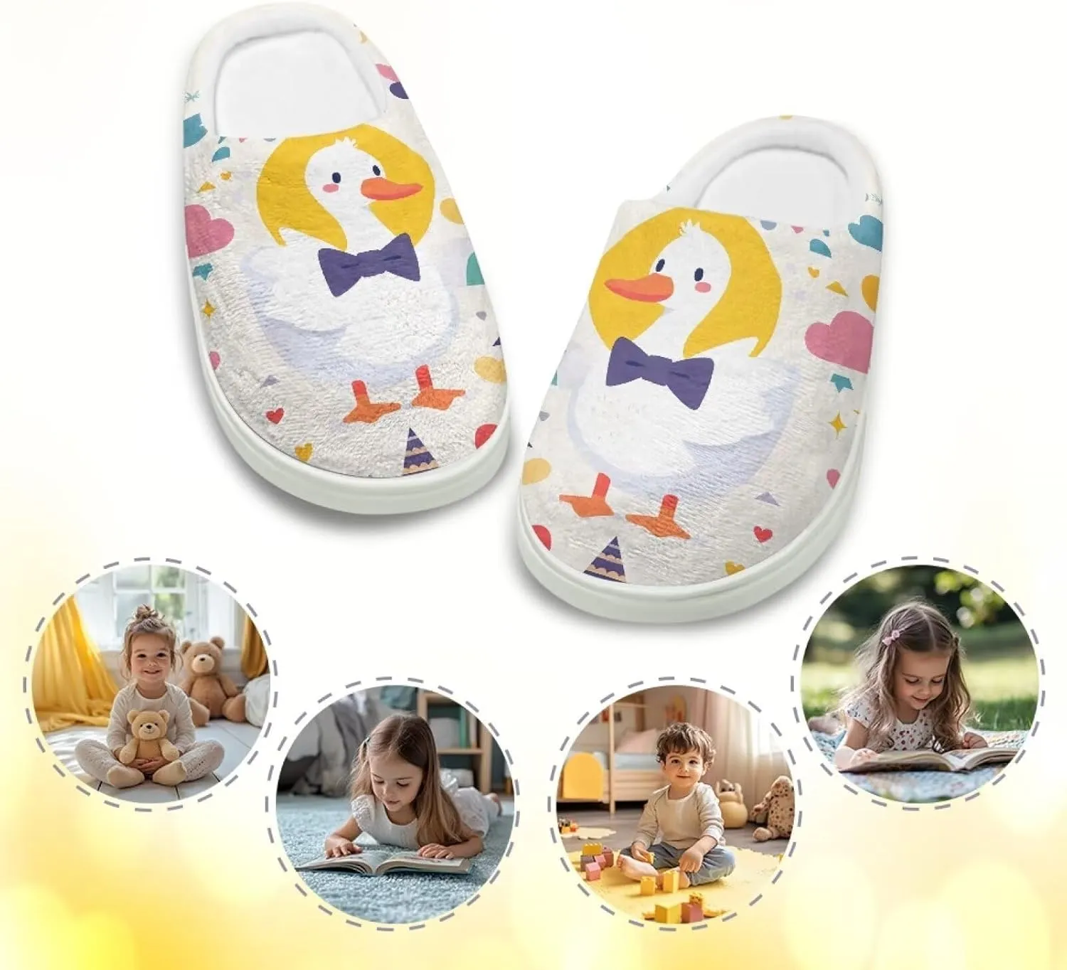 Kids Animals Cotton Slippers Warm Cozy Furry Slippers Anti-Skid Plush Outdoor Winter Slippers for Litter Kid US 9-15