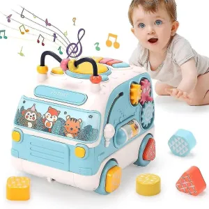 Kids Cars Toy Music Bus Toy With Light Sound Early Education Learning Activity