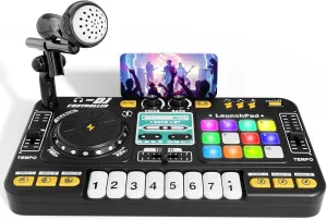 Kids DJ Mixer Table, DJ Set for Beginners with Turntable Controller, Baby DJ Table for Toddler, Interactive Musical Toy, 4 5 years old Birthday Party Gift for Ages 3–6 Boys Girls 7 8