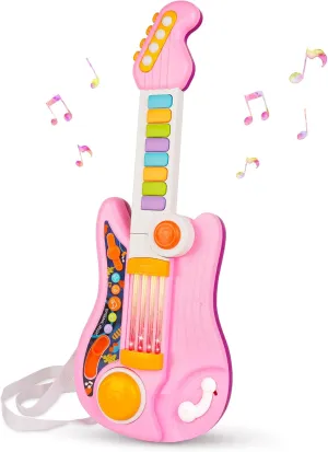 Kids Guitar 2 in 1 Music Toys Piano for Kids Electric Guitar with Strap Toddler Guitar Musical Instruments Toys for 3 4 5 Year Old Girls Gifts (Pink)