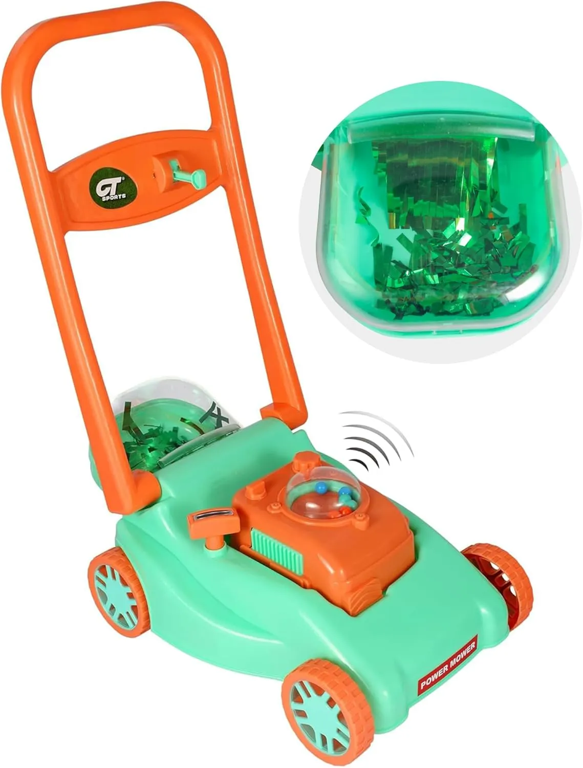 Kids Lawn Mower with Realistic Grass-Cutting Action and Sounds–No Batteries Required | Kids Lawn Mower，Fun Outdoor Push Toy for Kids (Green)