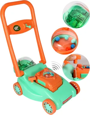 Kids Lawn Mower with Realistic Grass-Cutting Action and Sounds–No Batteries Required | Kids Lawn Mower，Fun Outdoor Push Toy for Kids (Green)