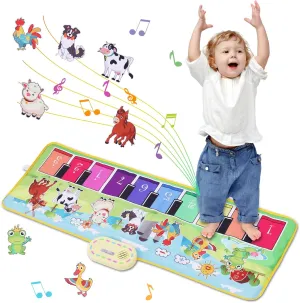 Kids Musical Farm Animals Piano Play Mats, Baby Musical Keyboard Floor Playmat, Learning Keyboard, Educational Toy,Touch Play Blanket Funny Xmas Gift Toys for Toddlers 3 6 12 Year Old Girl