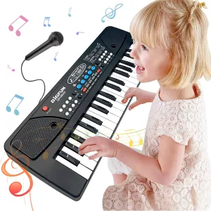 Kids Piano Keyboard, 37 Keys Piano for Kids Age 3-6 Electronic Piano with Microphone Multi-Function Musical Piano Toy Birthday Educational Xmas Gift Toys for 3 4 5 6 Year Old Girls Boys (Black)