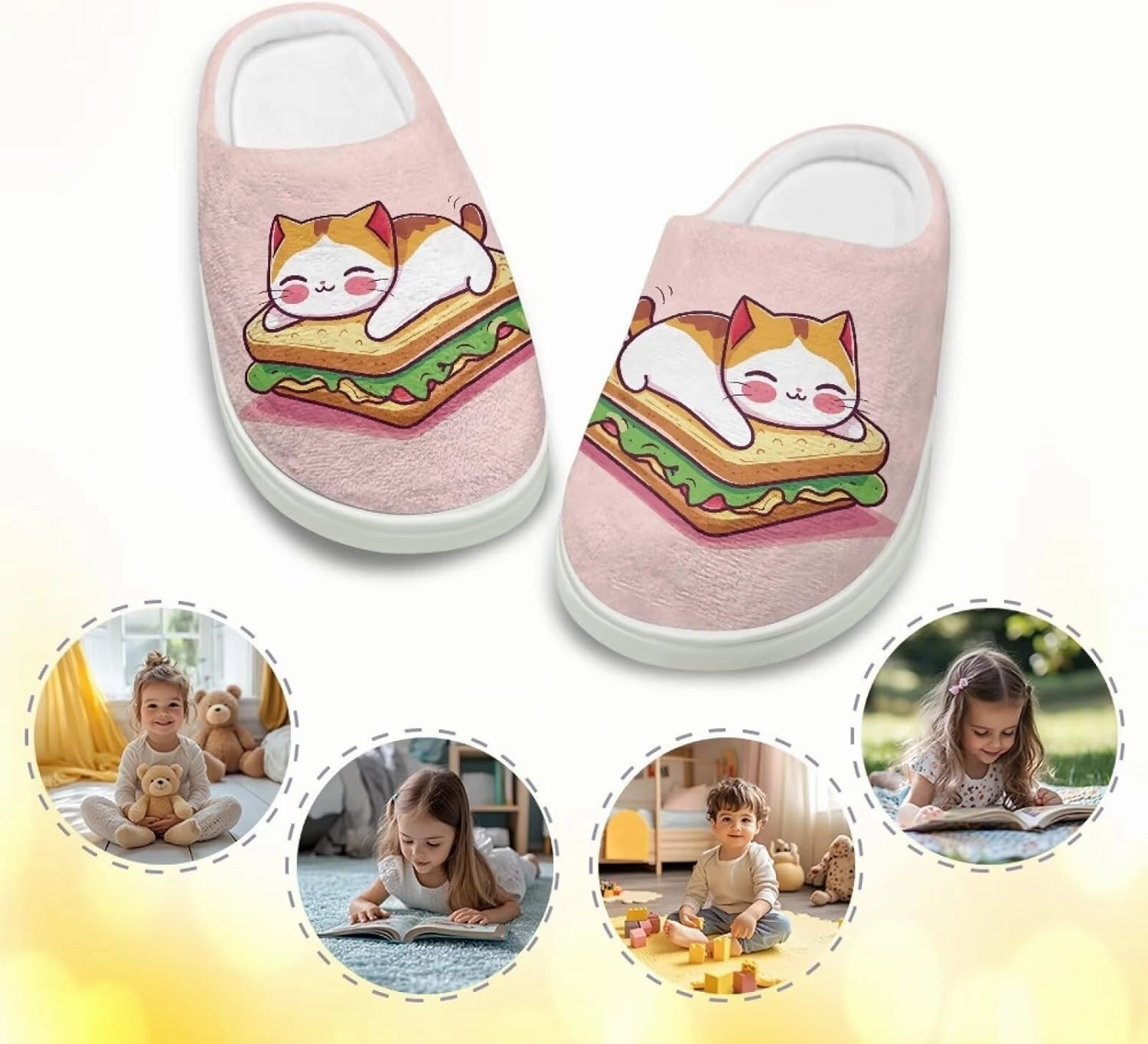 Kids Animals Cotton Slippers Warm Cozy Fuzzy Slippers Non-Slip Plush Outdoor Winter Slippers for Litter Kids US 9-15