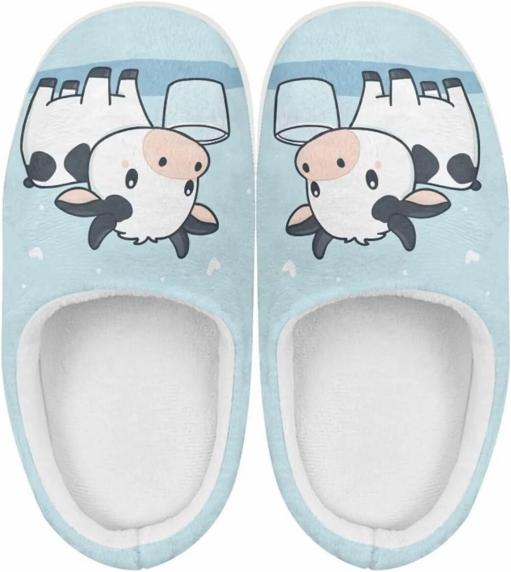 Kids Animals Cotton Slippers Warm Cozy Fuzzy Slippers Non-Slip Plush Outdoor Winter Slippers for Litter Kids US 9-15