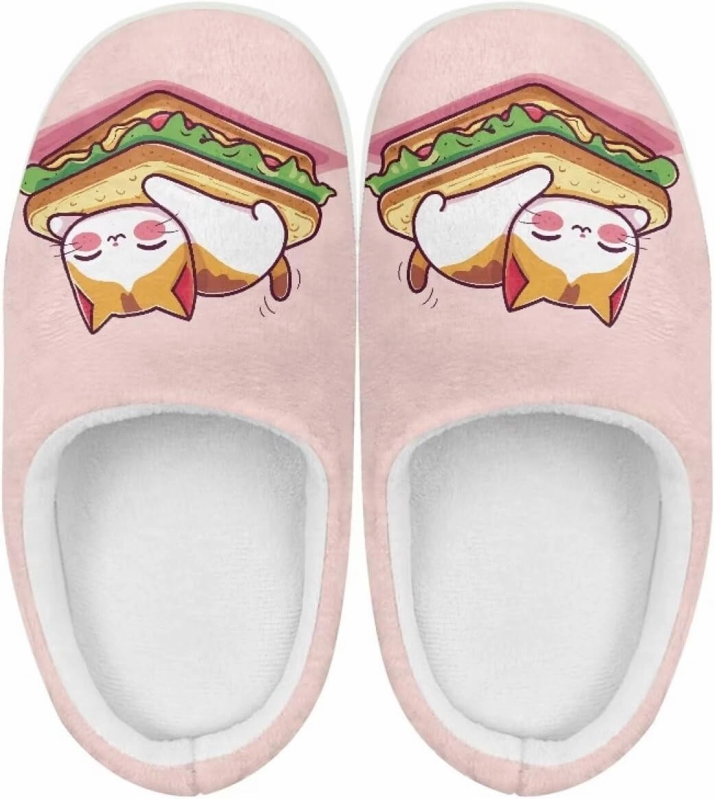 Kids Animals Cotton Slippers Warm Cozy Fuzzy Slippers Non-Slip Plush Outdoor Winter Slippers for Litter Kids US 9-15