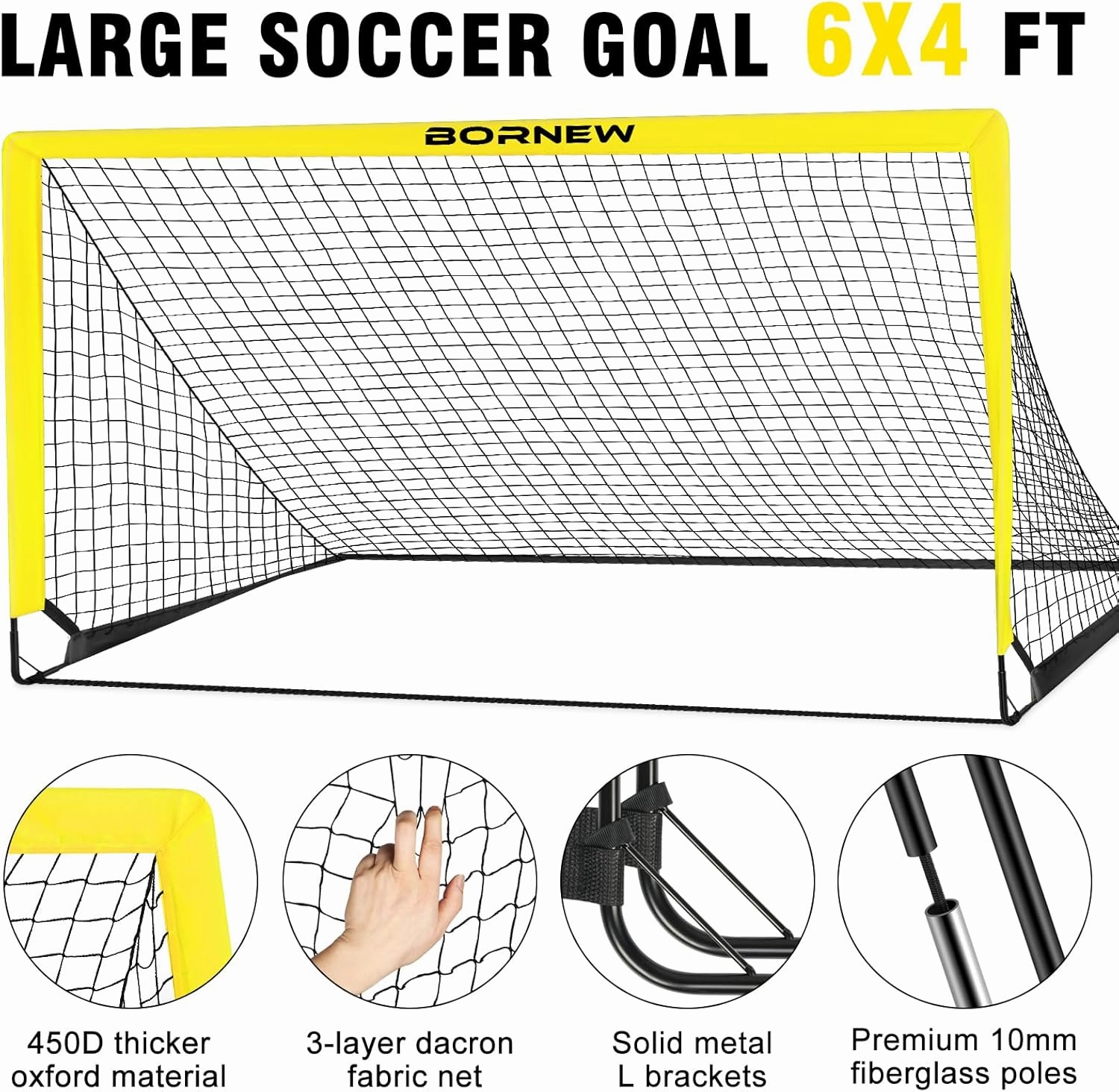 Kids Soccer Goal for Backyard Set - 2 Set of 4x3/ 5X3.6/7x5 ft Toddler Soccer Nets with 20ft Agility Ladder, Soccer Ball, Pop Up Portable Soccer Set for Kids and Youth Training Ages