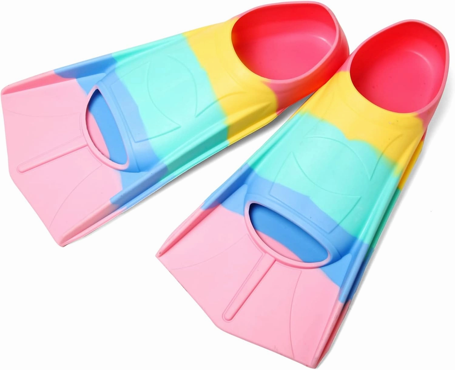 Kids Swim Fins, Short Blade Non-Slip Heel Pool Training Flippers for Youth Lightweight Design