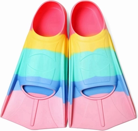 Kids Swim Fins, Short Blade Non-Slip Heel Pool Training Flippers for Youth Lightweight Design