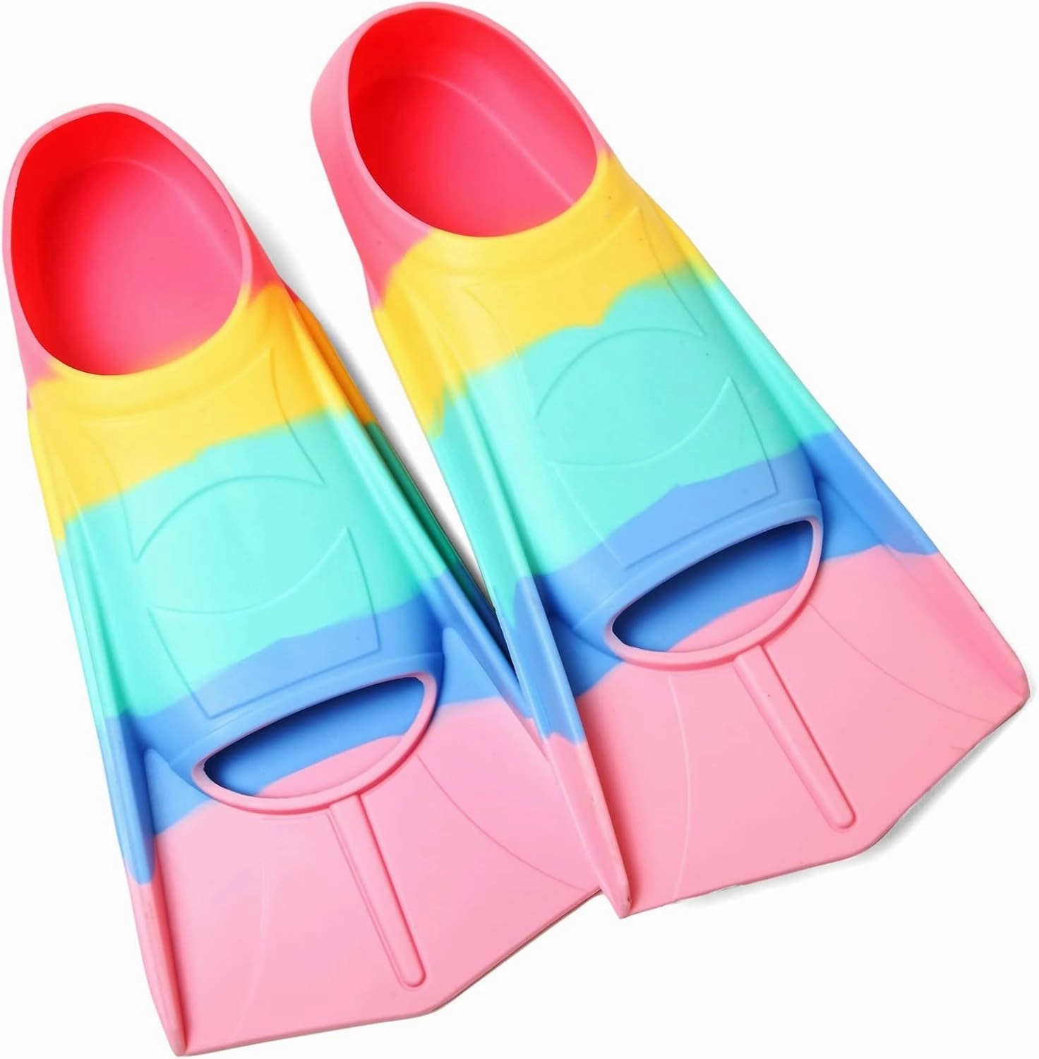 Kids Swim Fins, Short Blade Non-Slip Heel Pool Training Flippers for Youth Lightweight Design