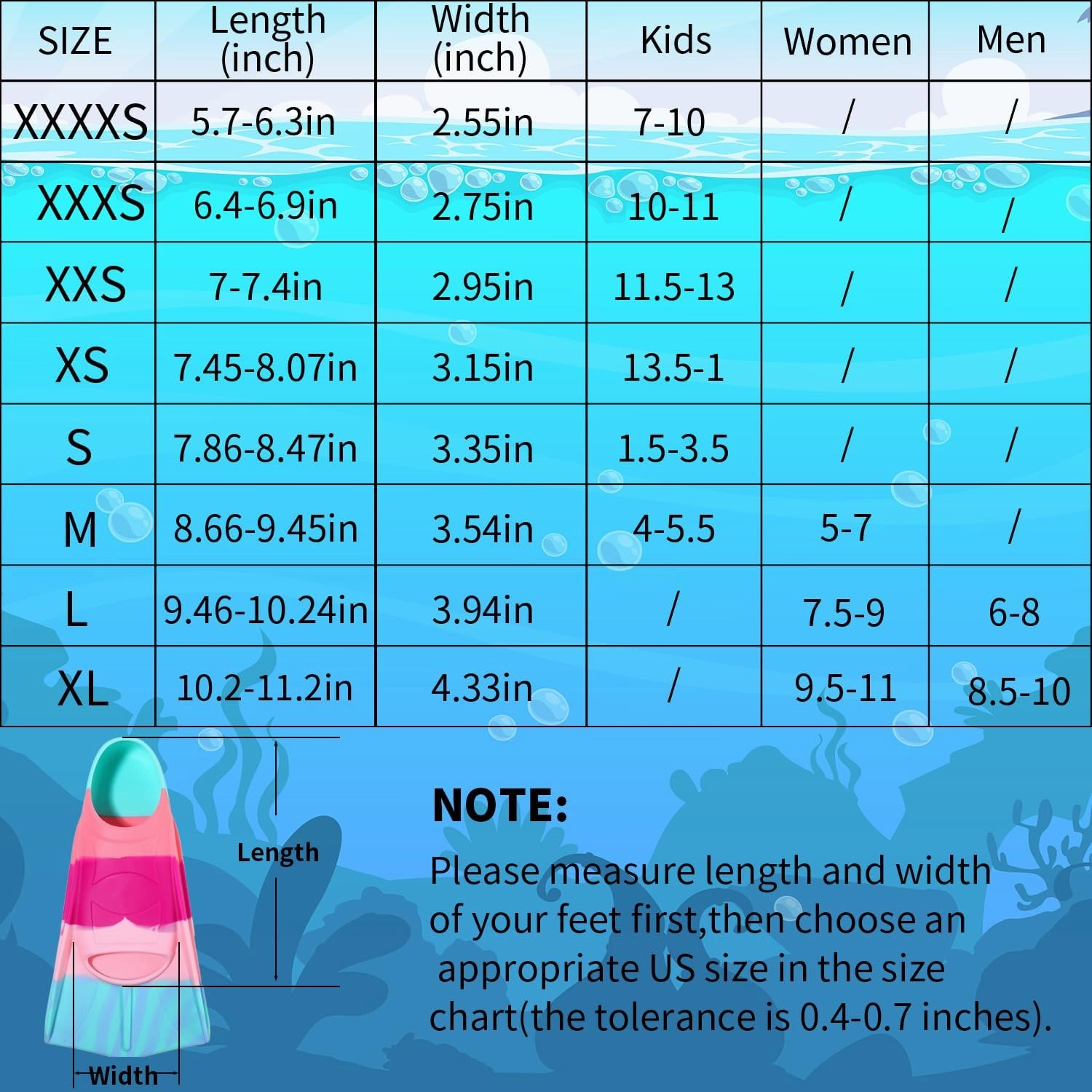 Kids Swim Fins, Short Blade Non-Slip Heel Pool Training Flippers for Youth Lightweight Design